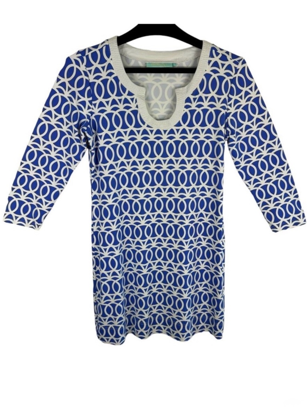 Anthony's Resort Wear Blue White 3/4 Sleeve Shirt Dress Resort‎ Wear Vacation S